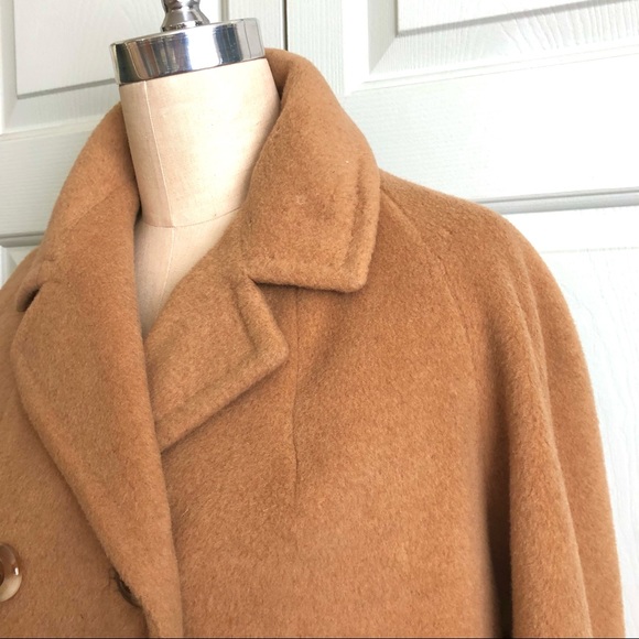 Vintage Camel Hair Pockets Double Breasted Jacket Coat Size M - Picture 4 of 14